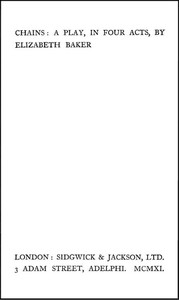 Cover of Chains: A Play, in Four Acts — C...